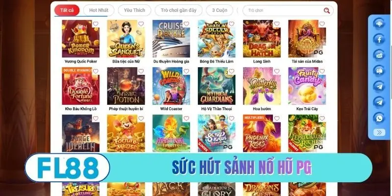 Sức hút sảnh nổ hũ PG